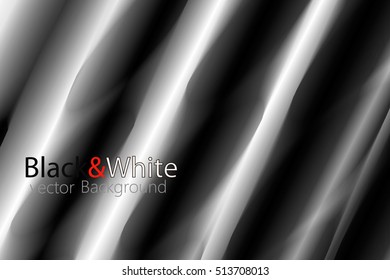 Post modern black and white background. The overlay of glowing abstract stripes makes perfect mix of dinamic and soft textures. Vector EPS10