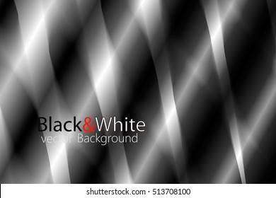 Post modern black and white background. The overlay of glowing abstract stripes makes perfect mix of dinamic and soft textures. Vector EPS10