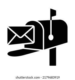 Post mount mailbox with letter or mail flat vector icon for apps and websites