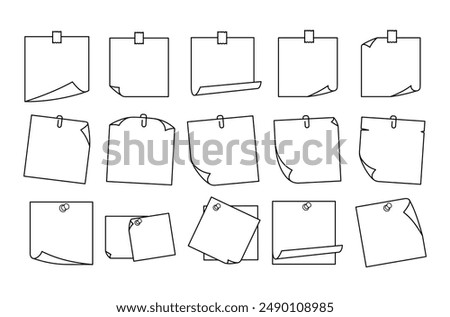 Post it note outline vector set illustration