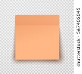 Post note paper sheet or sticky sticker with shadow isolated on transparent background. Vector orange office memo template.
