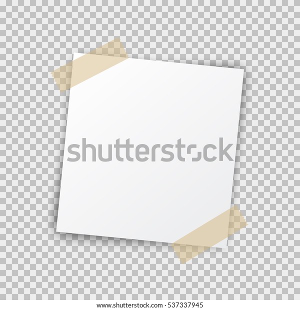 透明な背景にポストノートのシール 半透明の粘着テープに影とベクター画像の白いオフィスメモピン のベクター画像素材 ロイヤリティフリー 537337945