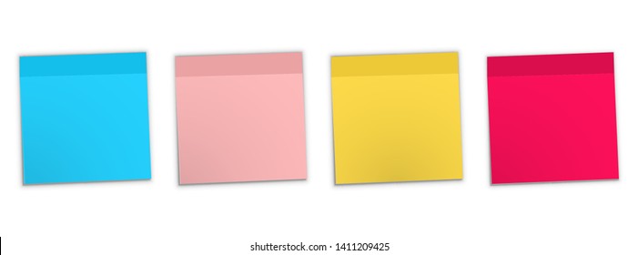 Post note sticker. Note sticky isolated on white background. Colored sticky note set. Sticky note collection with curled corners and shadows. Colorful noticeboard stickers , blank post stickies