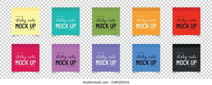 Post Note Sticker Template Set - Colorful Vector Sticky Note Illustrations Isolated On Transparent Background