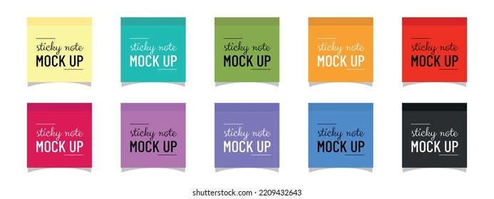 Post Note Sticker Template Set - Colorful Vector Sticky Note Illustrations Isolated On White Background
