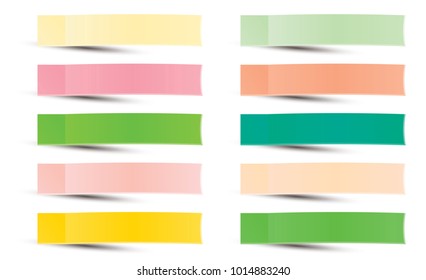 Post Note Sticker. Vector Illustration. Paper Sticky Tape With Shadow. Adhesive Office Paper Tape. Isolated Realistic.