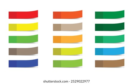 Post note stickers, Colored sticky note set. colorful paper sticky tapes set with shadow template. Set of different colored sheets of note papers.