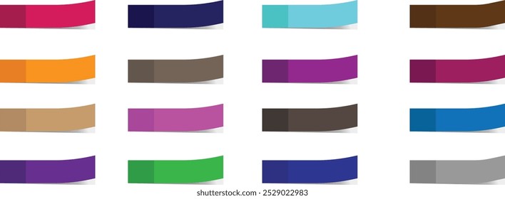 Post note stickers, Colored sticky note set. colorful paper sticky tapes set with shadow template. Set of different colored sheets of note papers.