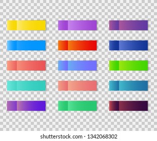Post note stickers isolated on transparent background. Post paper sticky tape set with shadow. office color post note sticks colorful sticky notes
