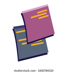 Notenaufkleber einzeln auf weißem Hintergrund. Vektorfarbpapier klebende Memos mit Schattenvorlage. Werbeschriften, Aufkleber-Illustration.  Verschiedene Sticker und Notizen. 