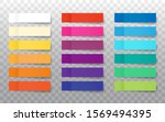 Post note stickers mock up isolated on transparent background. Set of realistic color paper bookmarks. Paper adhesive tape with shadow.