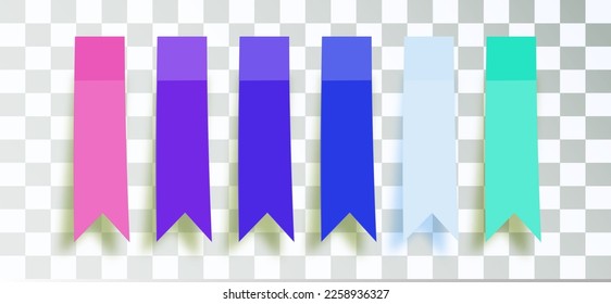 Post note stickers on transparent background. color sticky tapes with shadow template. Vector