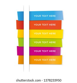 Post note stickers on white background. Colorful label paper sticky tapes with shadow template - Vector