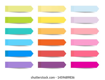 Post note sticky arrow index paper set on board with shadow- Vector Illustration