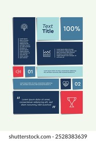 Post note style infographic, table of contents, flow charts, presentations, web sites, banners, printed materials.