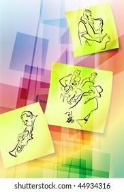 Post it Notes on Abstract Background Original Vector Illustration EPS10