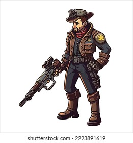 Post nuclear war warrior illustration