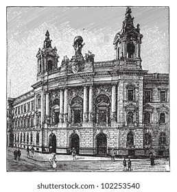 Post office in Berlin (Germany) 1893-1898 / vintage illustration from Brockhaus Konversations-Lexikon 1908