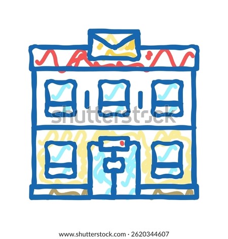 post office building doodle icon sketch vector. post office building sign. isolated symbol illustration