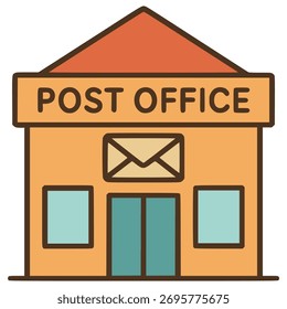 Diseño de Plantilla de Ilustración vectorial de color plano de edificio de oficina de correos