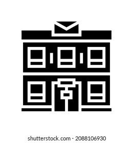 post office building glyph icon vector. post office building sign. isolated contour symbol black illustration