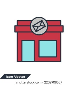 post office building icon logo vector illustration. post office symbol template for graphic and web design collection