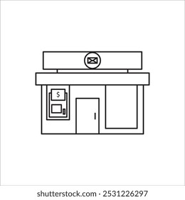 post office building icon outline vector