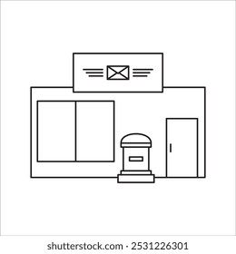 post office building icon outline vector