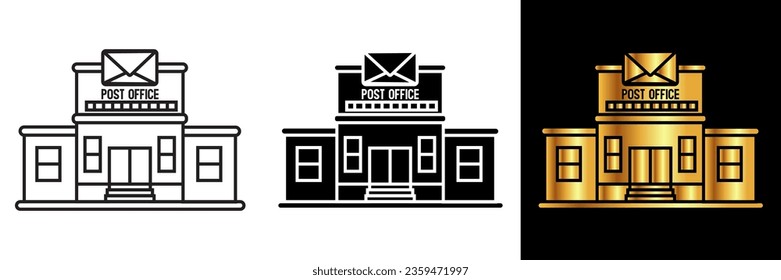 The post office building icon represents a physical location for postal services, mail collection, and package handling.