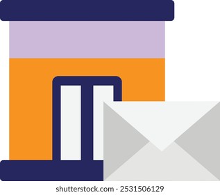 Post Office Building Icon Vector Flat Illustration