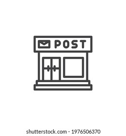 Post office building line icon. linear style sign for mobile concept and web design. Post office station outline vector icon. Symbol, logo illustration. Vector graphics
