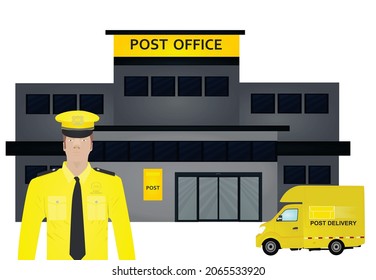 Post office building. vector illustration