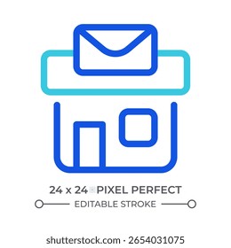 Post office colorful line ui icon. Postal service, mail letter. Business, logistics. Distribution, delivery. Isolated vector duotone linear symbol. User interface element, pixel perfect