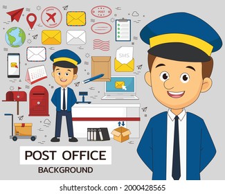 Post Office concept background. Flat icons.