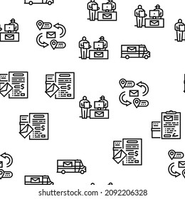 Post Office Delivery Service Vector Seamless Pattern Thin Line Illustration