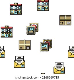 Post Office Delivery Service Vector Seamless Pattern Thin Line Illustration