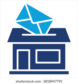 Post Office Flat Blue Icon Collection