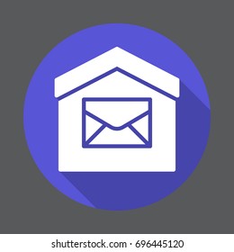 Post office flat icon, round colorful button, circular vector sign. Flat style design