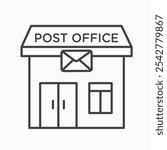 Post office icon in black and white outlined stroke