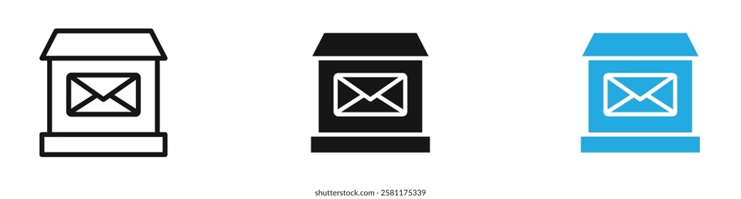 Post office icon black white vector outline