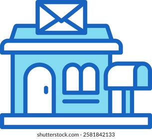 Post Office Icon Blue Vector Illustration