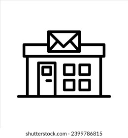 Post Office icon. city town postman office to send and receive post mail to any postal address with mailbox service. post office building to deliver postage package parcel by courier symbol in vector