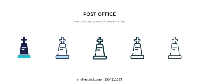 post office icon in different style vector illustration. two colored and black post office vector icons designed in filled, outline, line and stroke style can be used for web, mobile, ui
