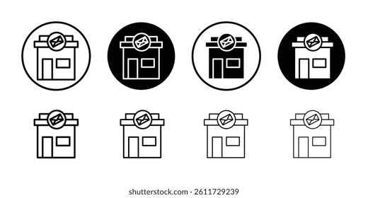 Post office icon Flat simple outline set