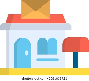 Post Office Icon Flat Vector Illustration