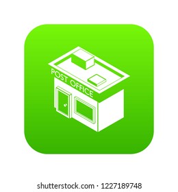 Post office icon green vector isolated on white background