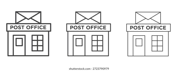 Post office icon in line art doodle style. Editable stroke outline sign, eps 10