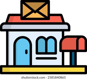Post Office Icon Lineal Color Vector Illustration