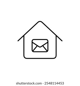 Icono de oficina de correos Conjunto de contorno en color blanco y negro