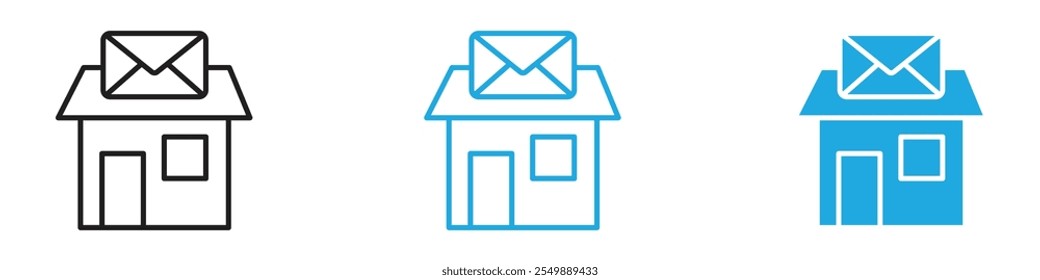 Post office icon Outline vector line set